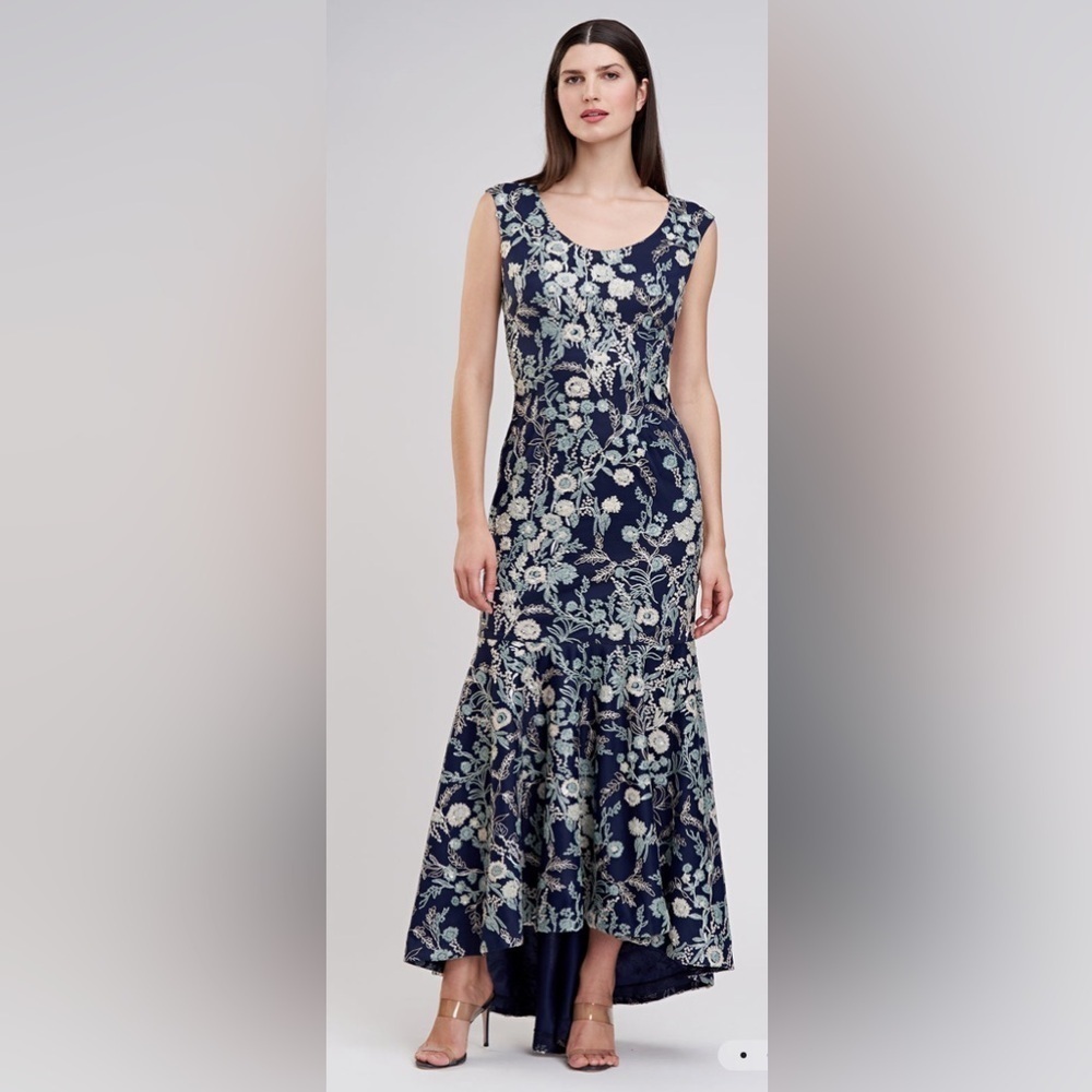 NWT JS Collections Elegant Navy Floral Maxi Dress size 6